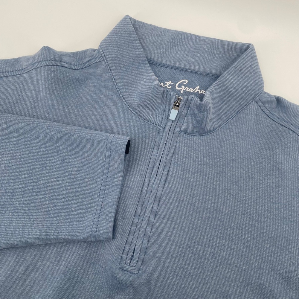 Robert Graham Quarter Zip Pullover Mens XL Blue Textured Knit Long Sleeve Top